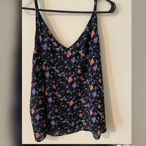 COTTON ON. Flower ,navy blue spaghetti strap top